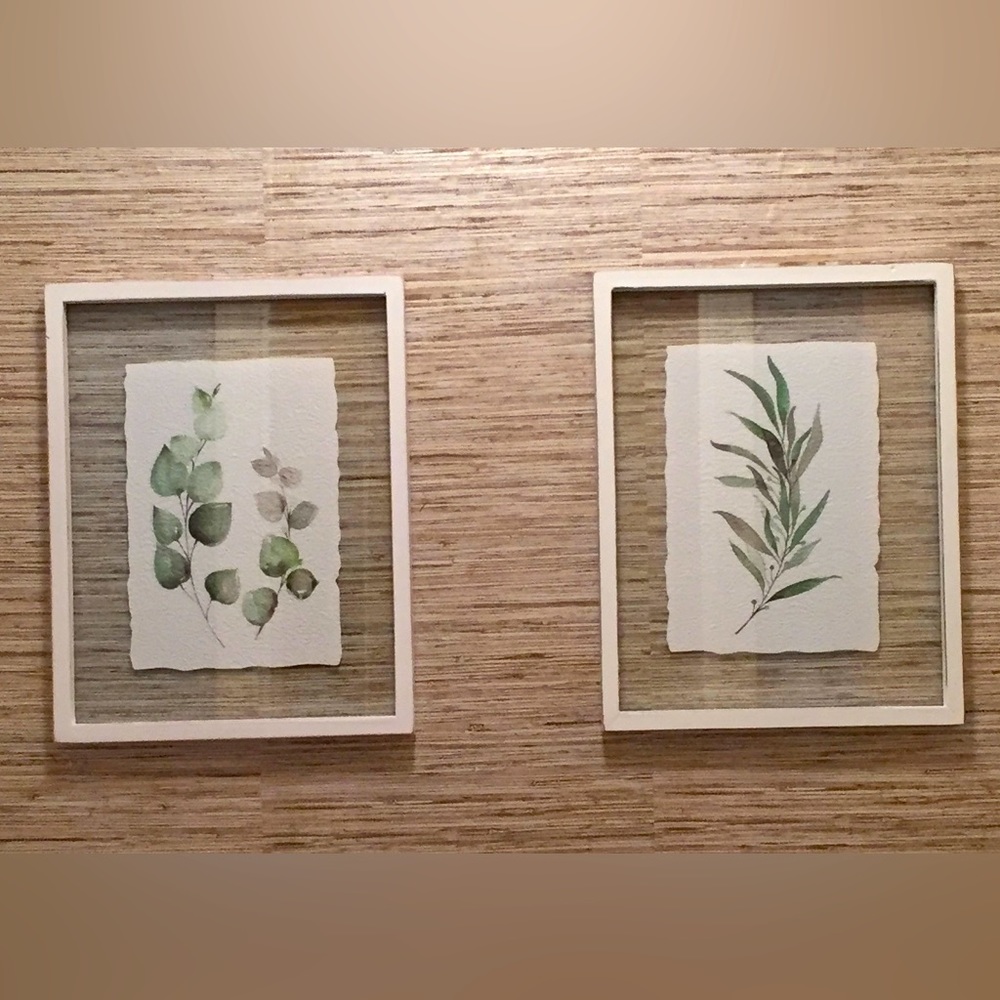 Framed Leaves wall art (set of 2)